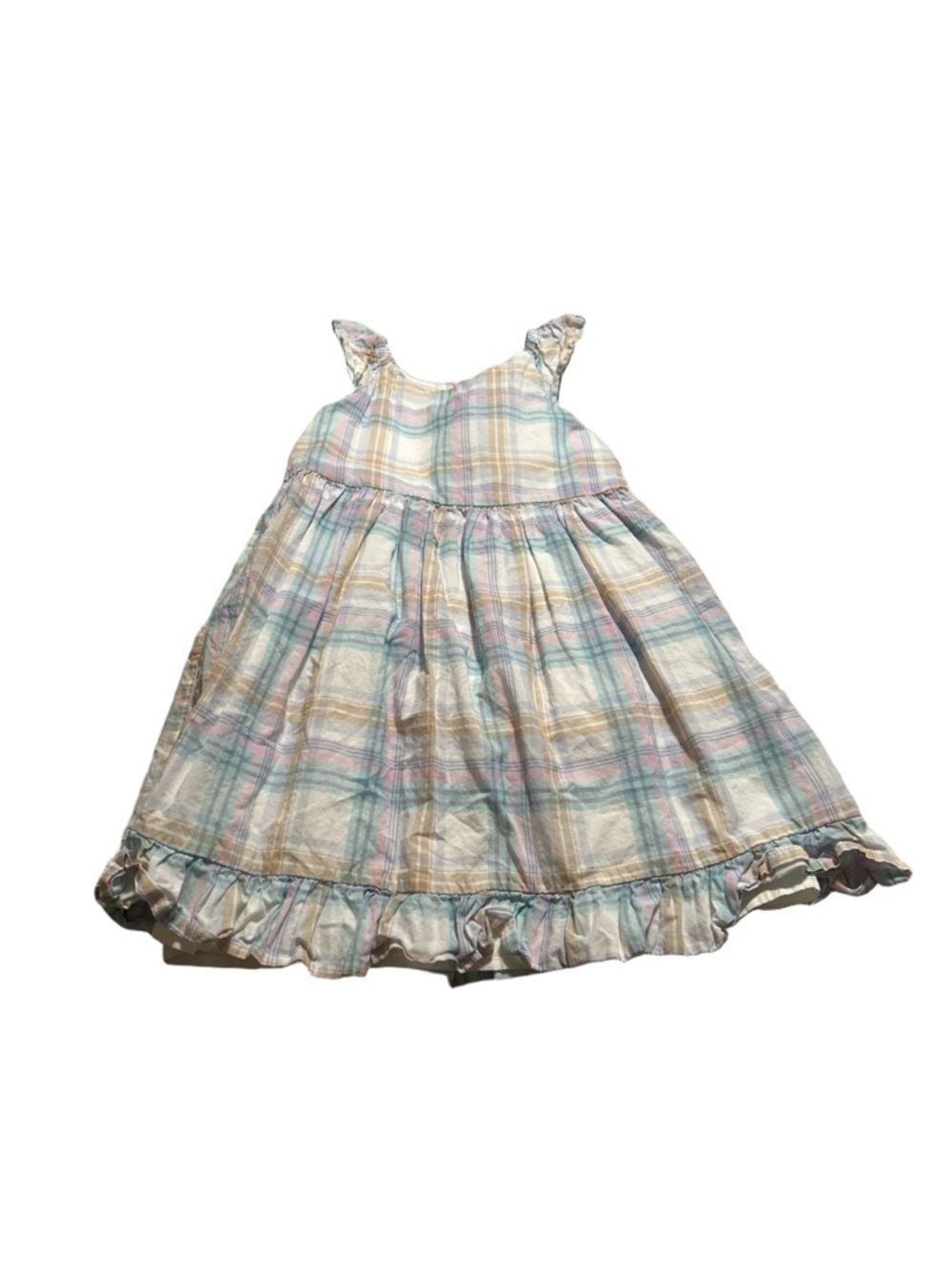 OshKosh B'gosh Pastel Plaid Ruffle Hem Dress - Pink, Blue & Yellow Size 3T